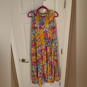 Vibrant Sleeveless Tropical Dress